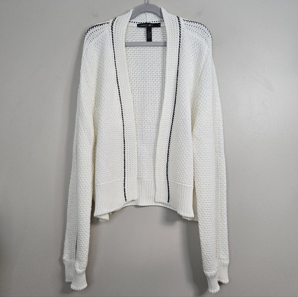 🔥ABSOLUTE FINAL💲⬇️Marc Cain White 100% Cotton Cardigan, Size N5 (10 US) ~ EUC